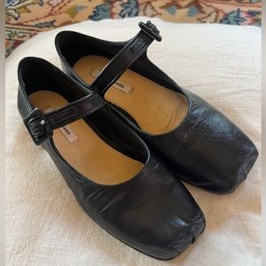 Sandy Liang black leather ballet flats 36
